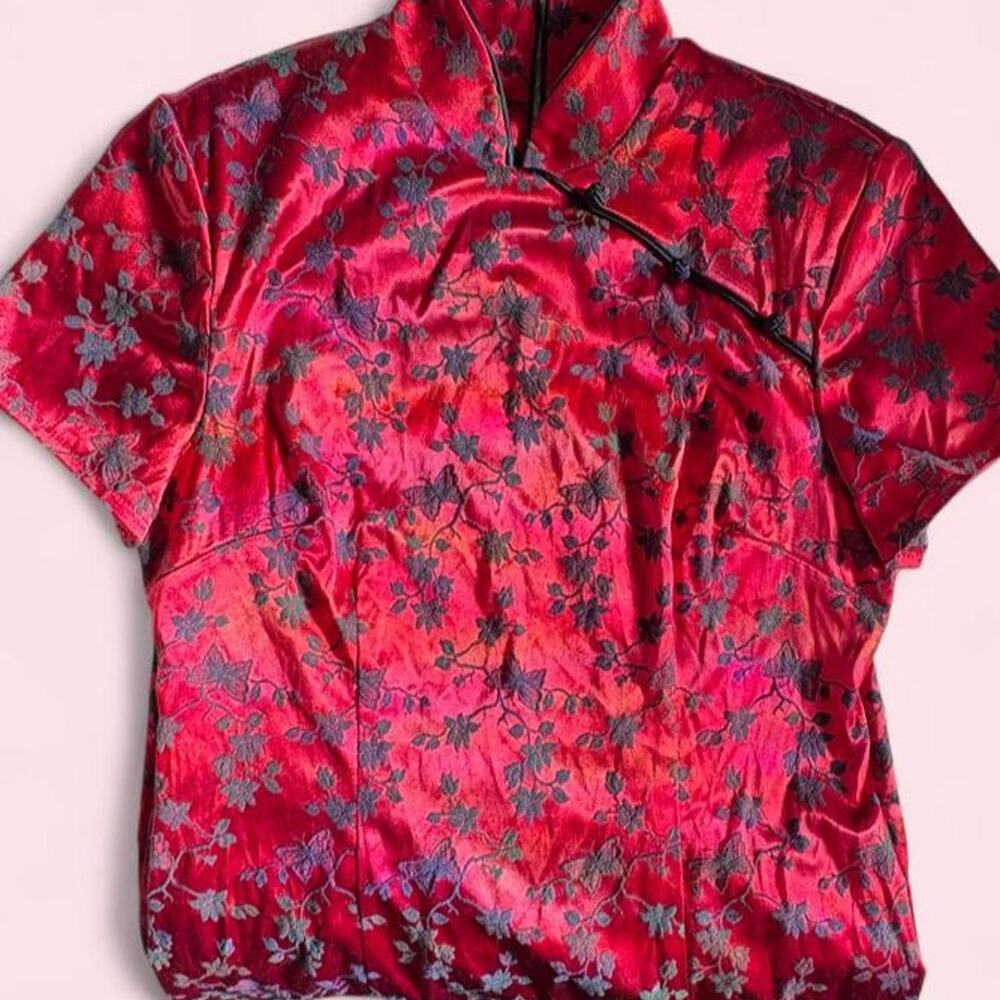Vintage silk blouse with black